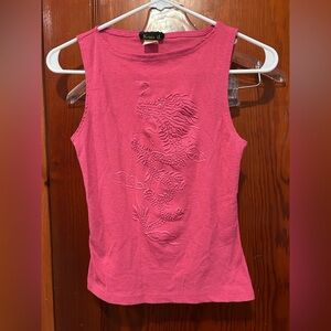 Vintage Y2K Pink Sleeveless Top with Dragon Design